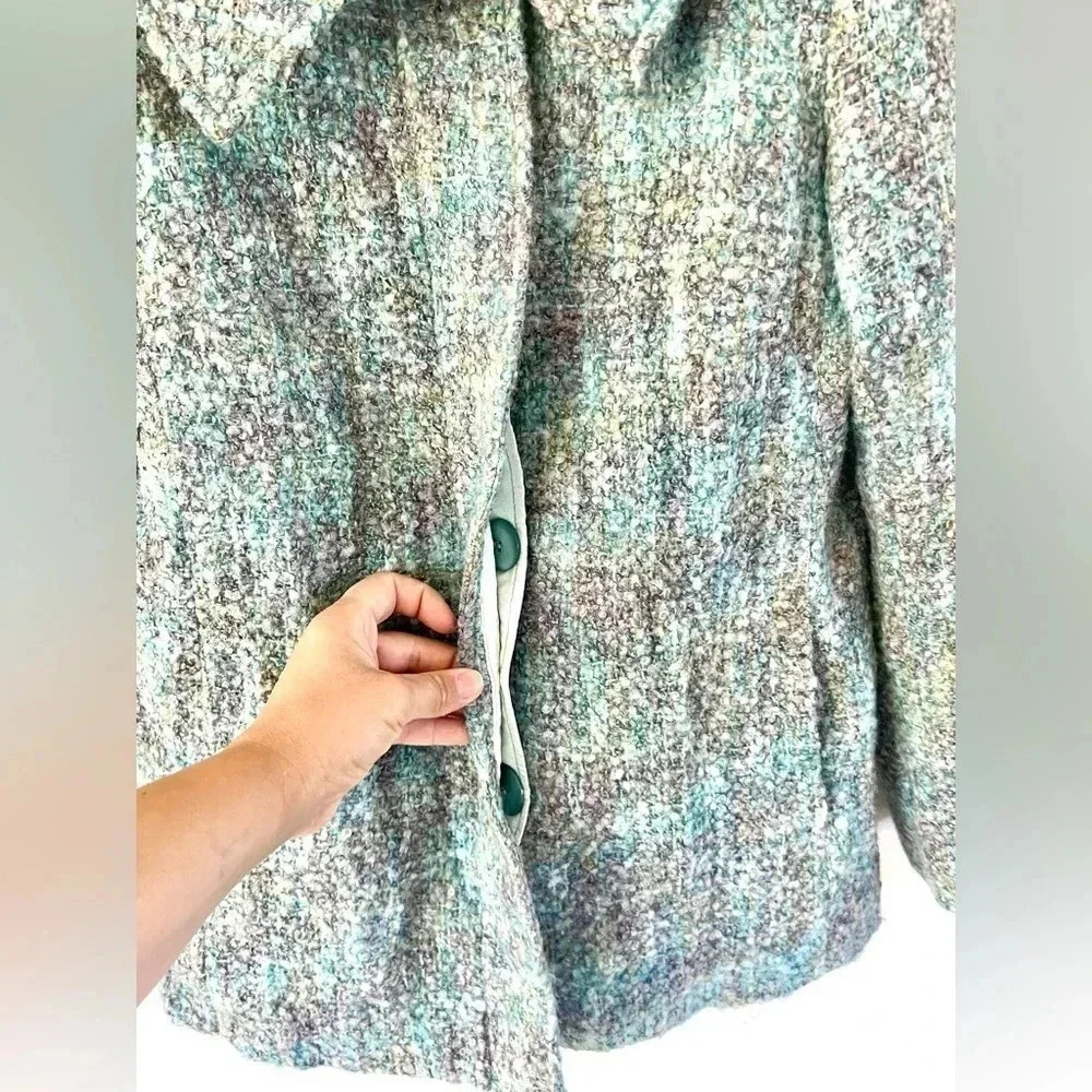 Donegal Design Irish Mohair‎ & Wool Blue Multicolor Button Front Jacket Sz Small - Picture 8 of 14